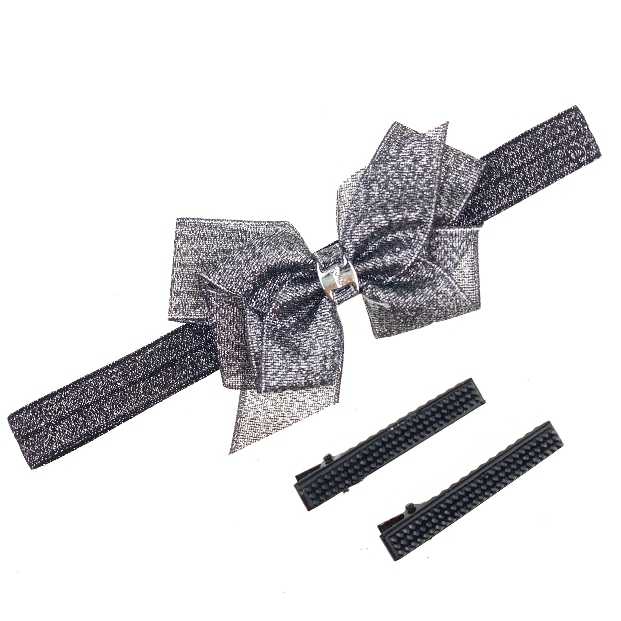 Набор: повязка и пара зажимов «Стильный чёрный»